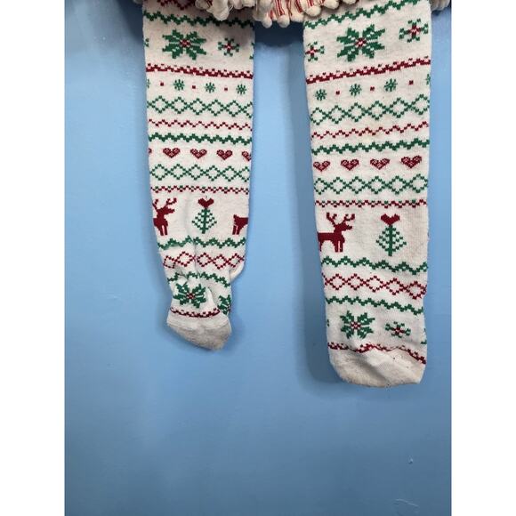 Girls Mud Pie Striped Christmas Pom Pom Skirt With Built In Tights Size 24M/2T - Picture 3 of 4